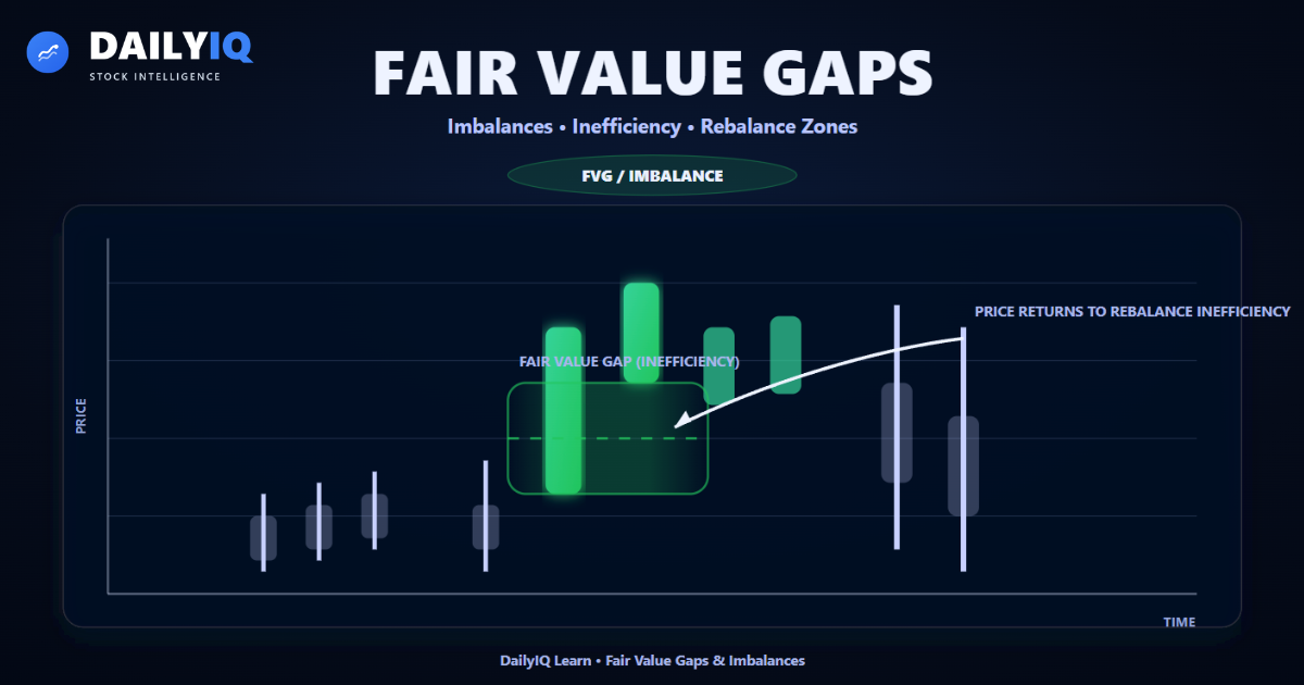 Chart showing fair value gap imbalance and price returning to fill the inefficiency